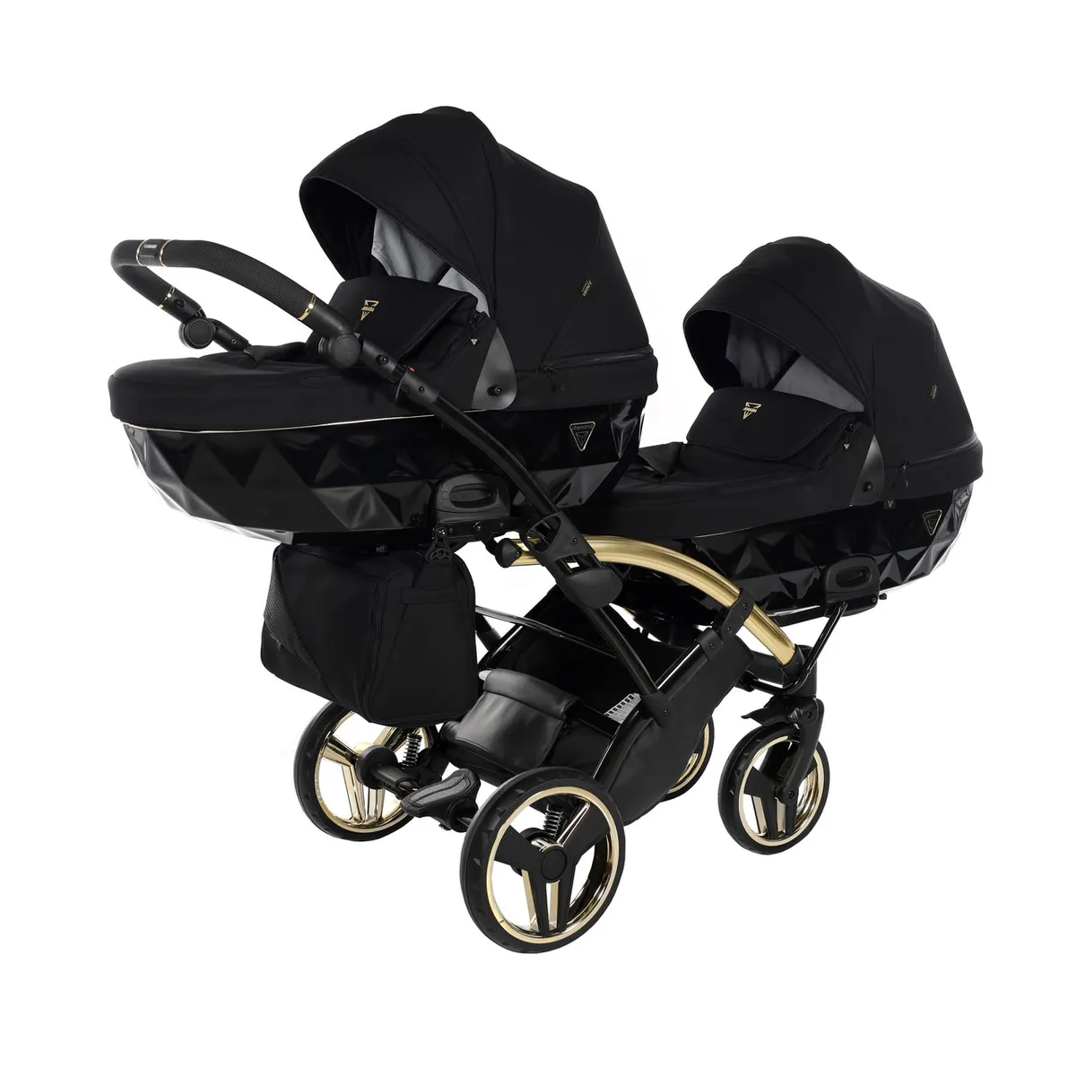 Junama Diamond S Line Black Gold Duo Slim — Junama lüks körpə kalyaskası, şəkil 1/14