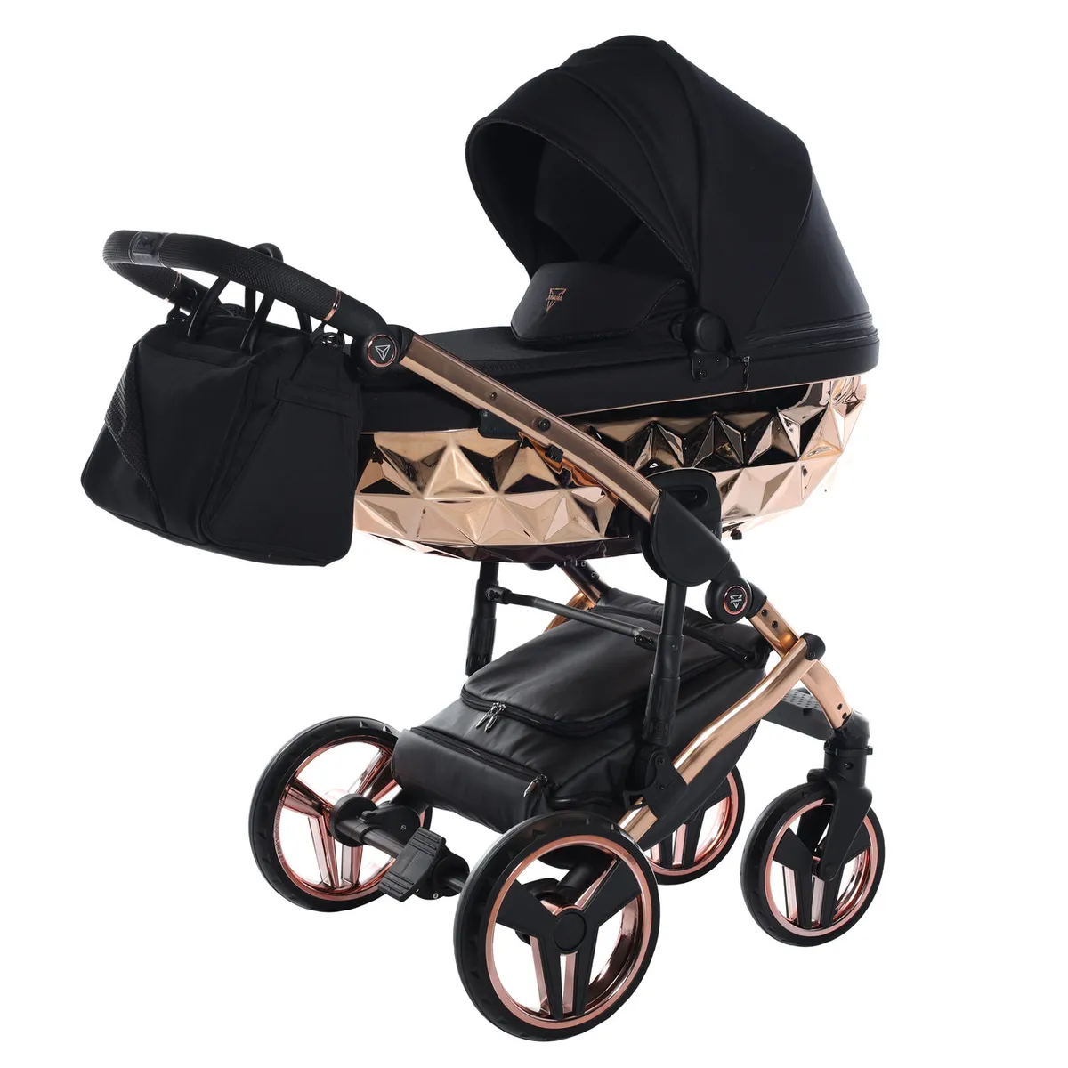 Junama Fluo Individual Mirror Black Rose Gold — Junama lüks körpə kalyaskası, şəkil 1/13