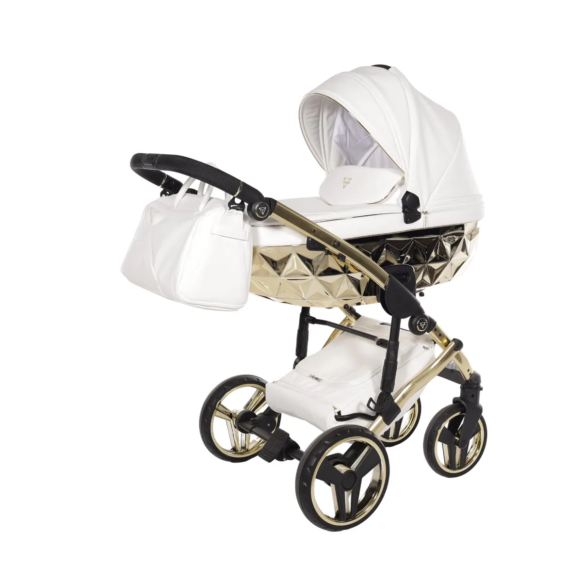 Junama Fluo Individual Mirror White Gold — Junama lüks körpə kalyaskası, şəkil 1/2