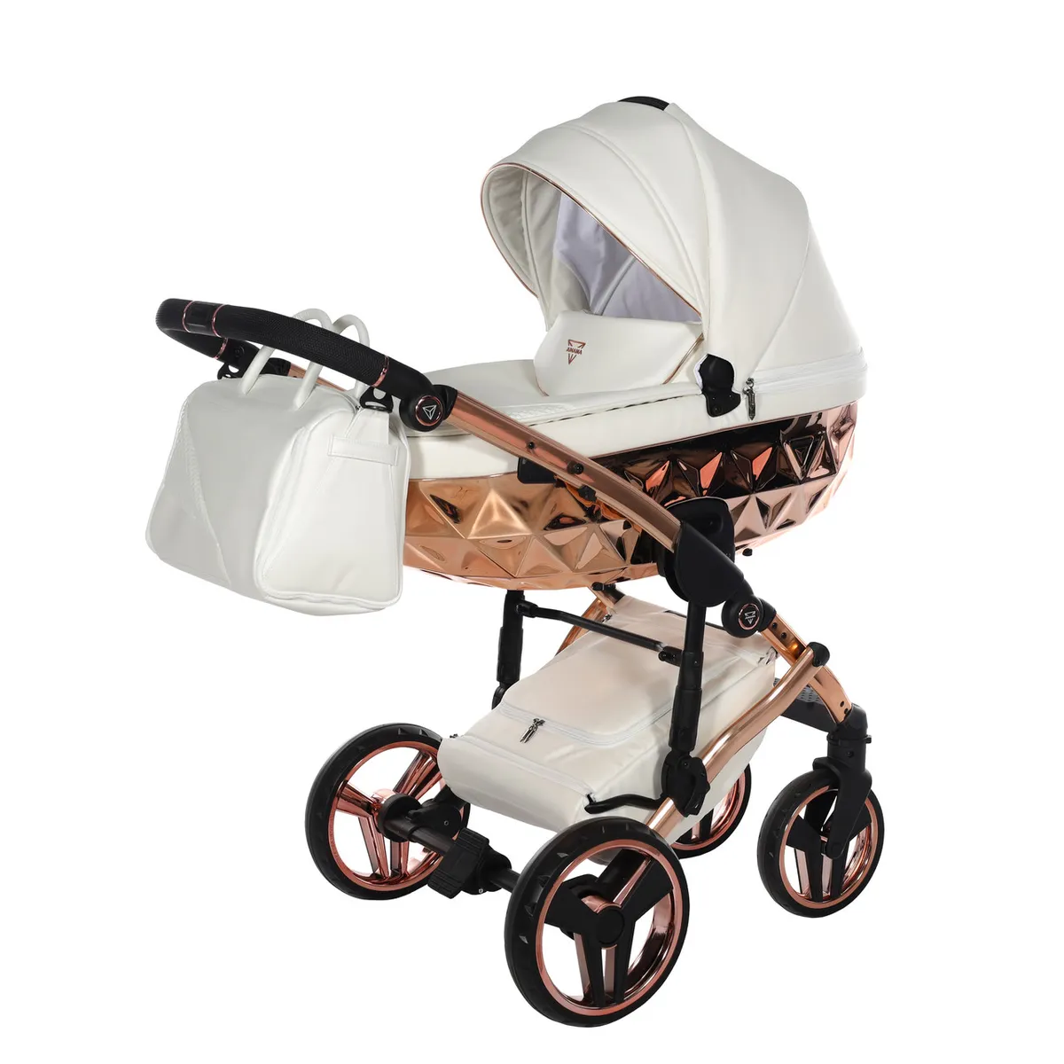 Junama Fluo Individual Mirror White Rose Gold — Junama lüks körpə kalyaskası, şəkil 1/13