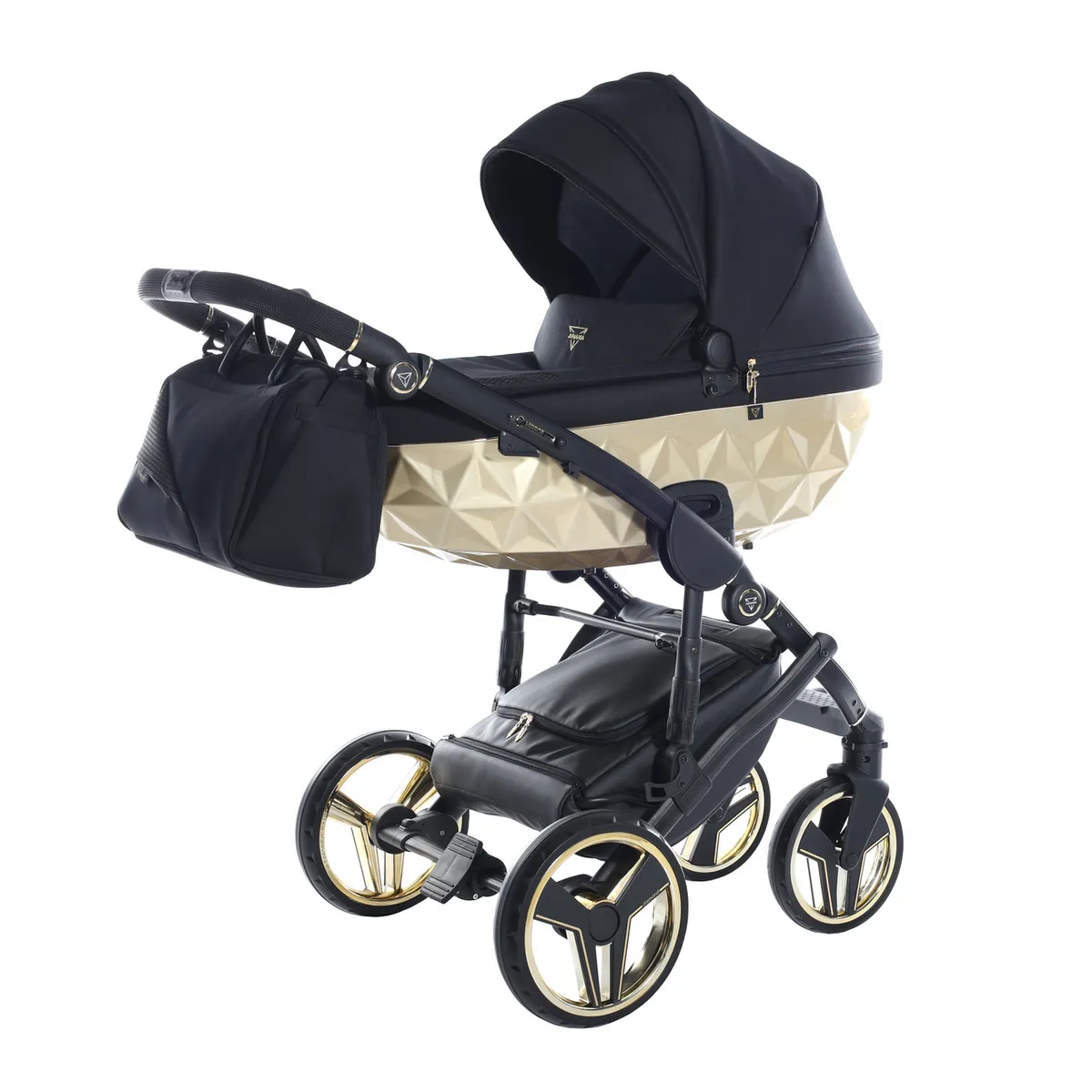 Junama Fluo Individual Satin Black Gold — Junama lüks körpə kalyaskası, şəkil 1/13
