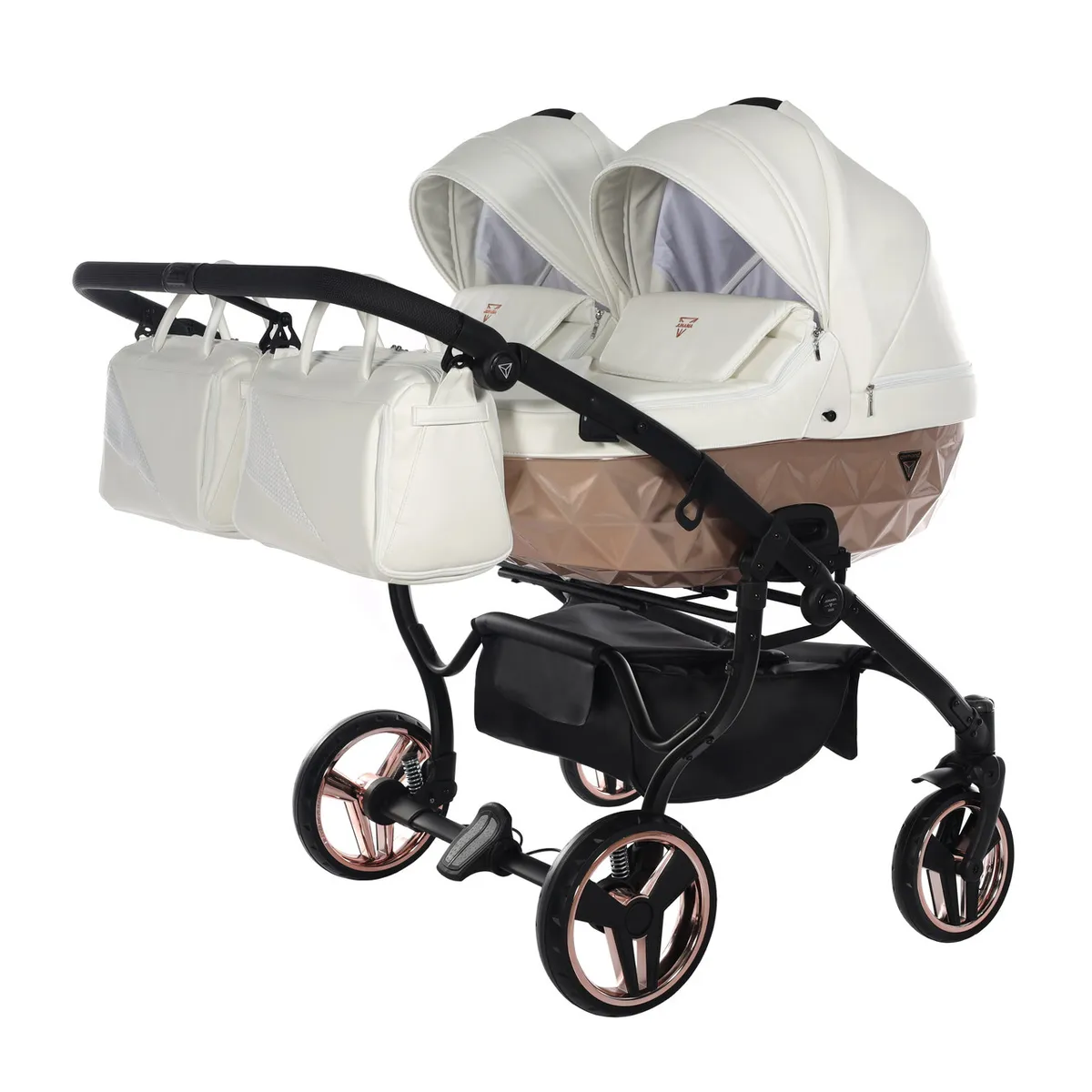 Junama Fluo Individual Satin Duo White Rose Gold — Junama lüks körpə kalyaskası, şəkil 1/13