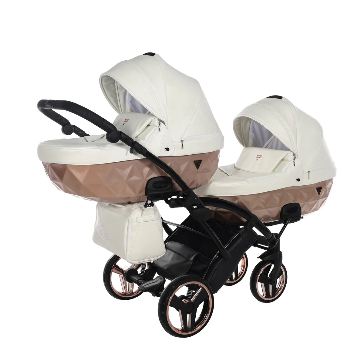 Junama Fluo Individual Satin Rose Gold White Duo Slim — Junama lüks körpə kalyaskası, şəkil 1/13