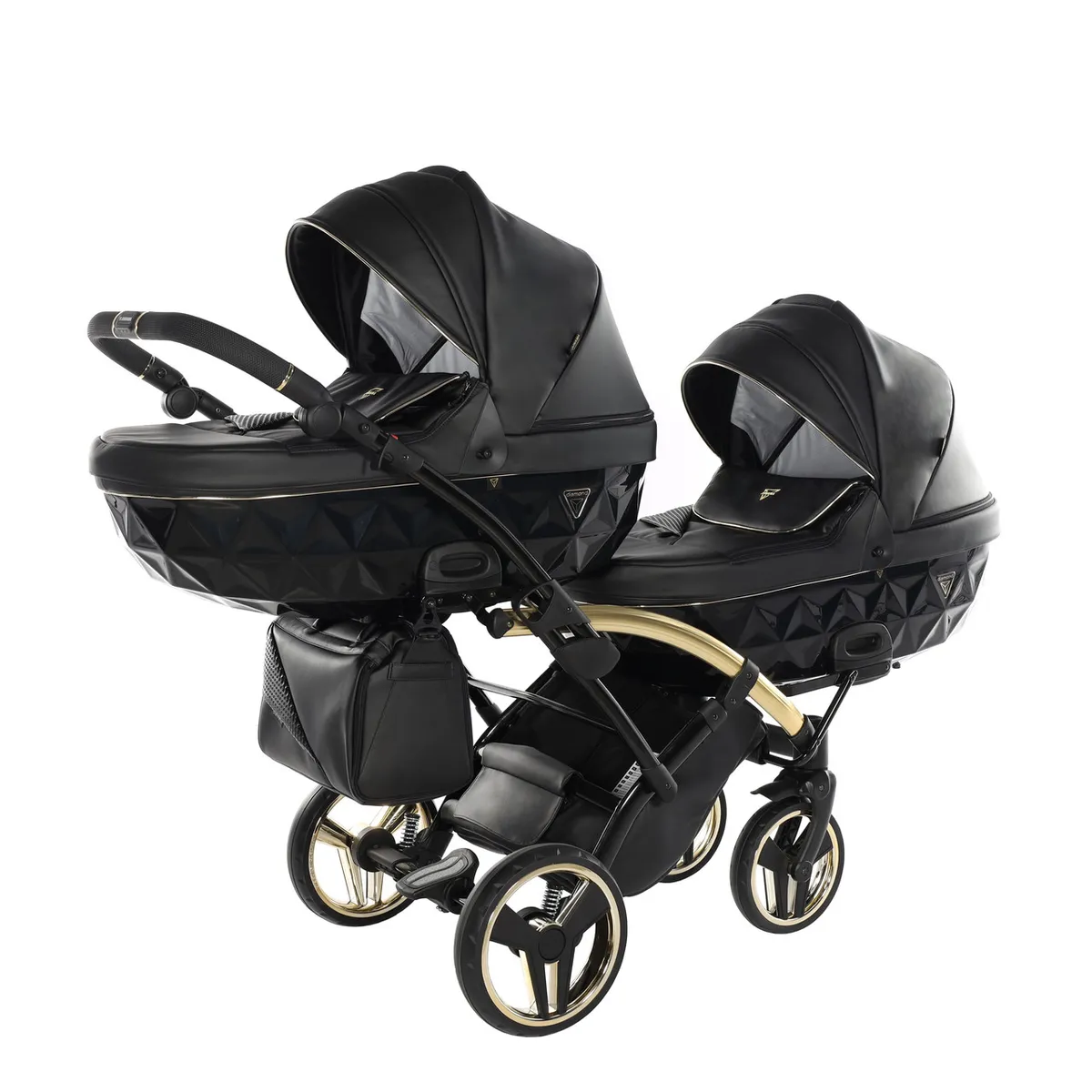 Junama Fluo Line Black Gold Duo Slim — Junama lüks körpə kalyaskası, şəkil 1/15