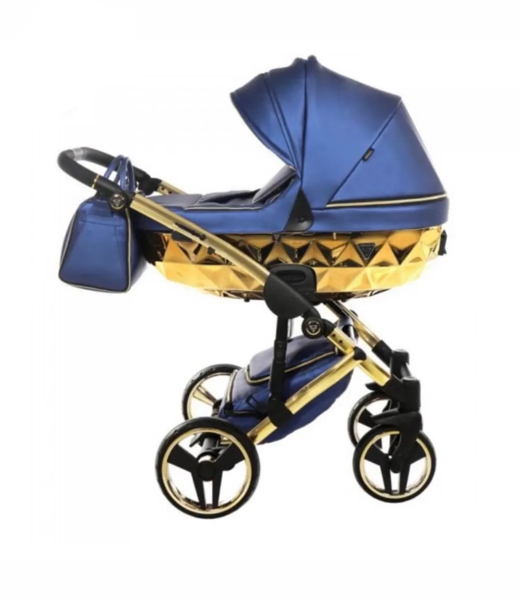 Junama Fluo Line Navy Gold — Junama lüks körpə kalyaskası, şəkil 1/2