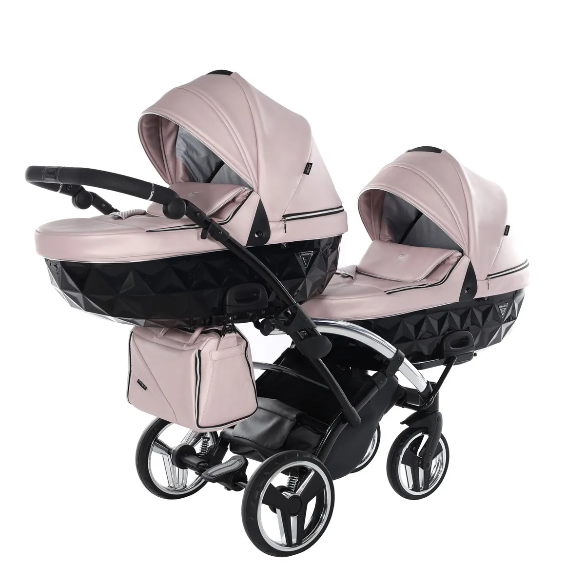 Junama Fluo Line Pink Silver Duo Slim — Junama lüks körpə kalyaskası, şəkil 1/14